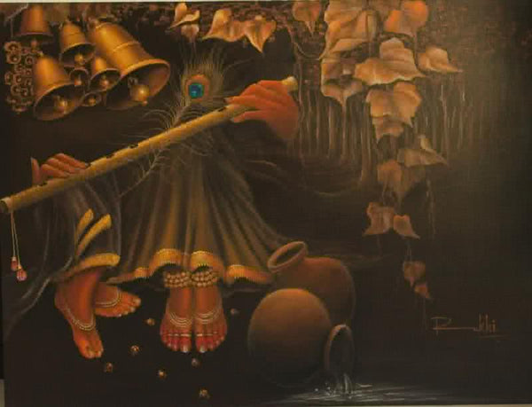 Radha With Krishna Flute I Painting by Rakhi Baid | ArtZolo.com