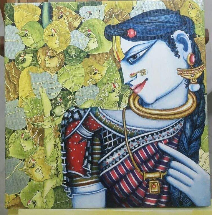 Radha In Deep Thoughts Painting by Saraswathi Lingampally | ArtZolo.com