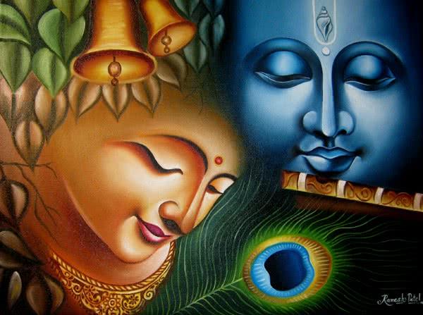 Radha Krishna 8 Painting Painting by Ramesh | ArtZolo.com