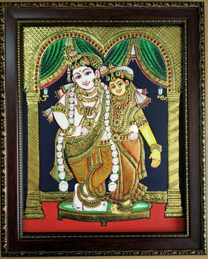 Radha Krishna Tanjore Painting 1 Traditional Art by Vani Vijay | ArtZolo.com