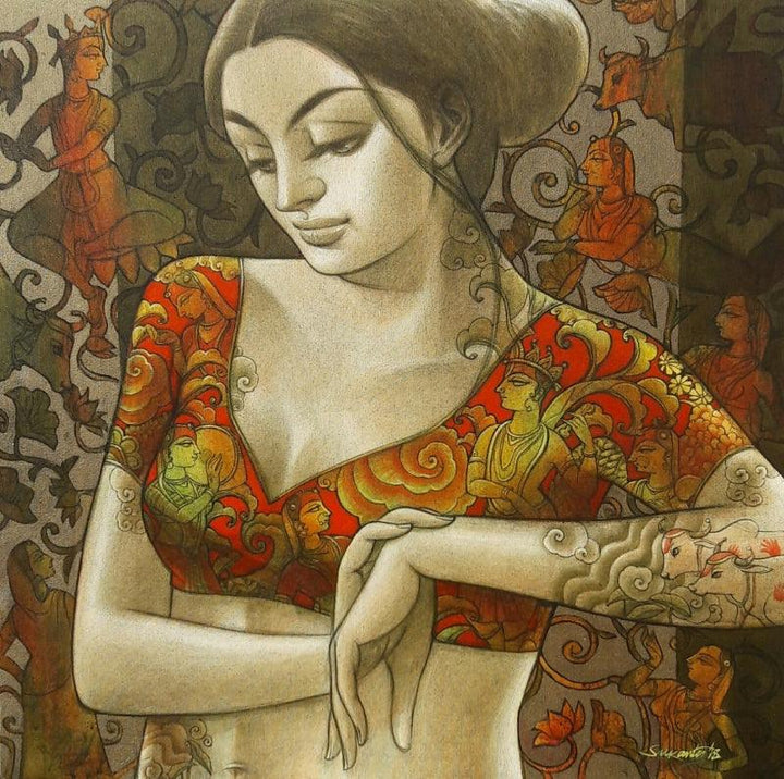 Radhika 10 Painting by Sukanta Das | ArtZolo.com