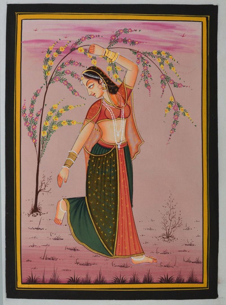 Ragini Holding A Tree Branch Traditional Art by Unknown | ArtZolo.com