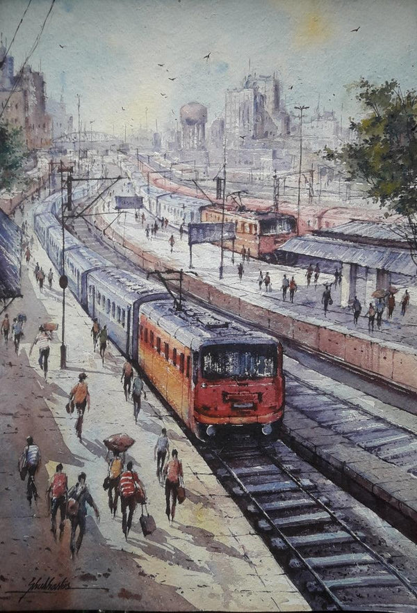Railway Station 1 Painting by Shubhashis Mandal | ArtZolo.com