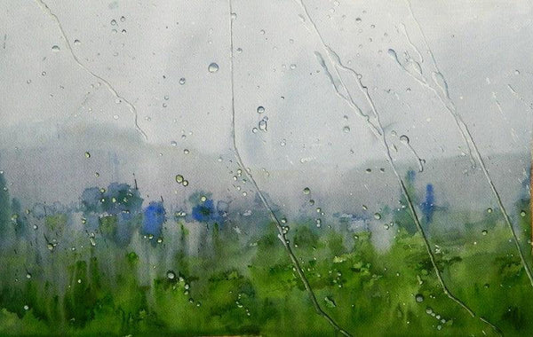 Rain On Glass Pane Painting by Bijay Biswaal | ArtZolo.com
