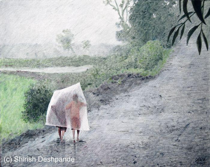 Raining All The Day Painting by Shirish Deshpande | ArtZolo.com