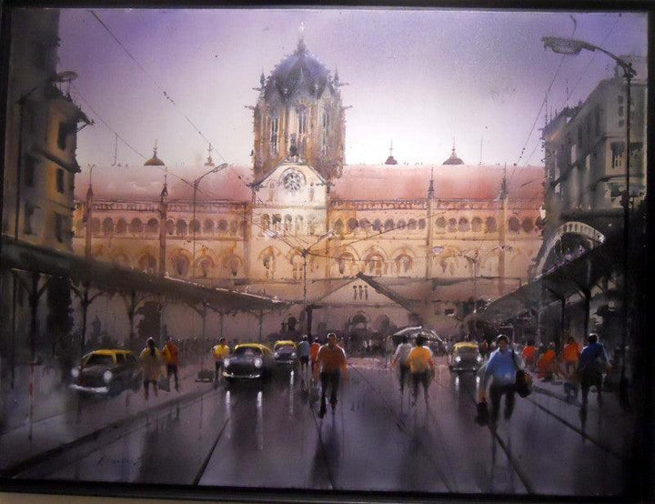 Rainy City V Painting by Bhuwan Silhare | ArtZolo.com