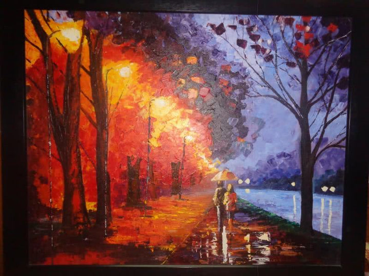 Rainy Night Painting by Shikha Poddar | ArtZolo.com