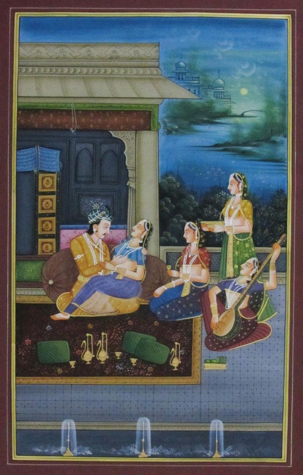 Raja Rani Romantic Moments Traditional Art by E Craft | ArtZolo.com