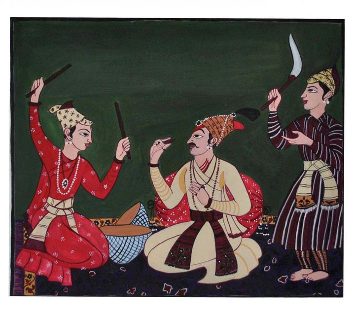 Raja Enjoying Music Painting by Radhika Ulluru | ArtZolo.com