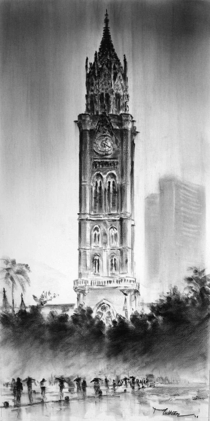 Rajabai Clock Tower Painting by Mukhtar Kazi | ArtZolo.com