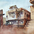 Cityscape watercolor painting titled 'Rajasthan', 12x17 inches, by artist Sagar Palwe on Paper