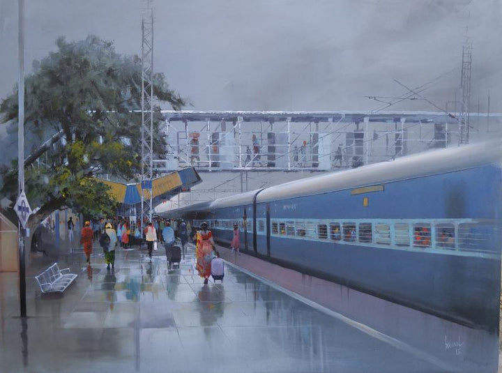 Rajnandgaon Wet Platform Ii Painting by Bijay Biswaal | ArtZolo.com