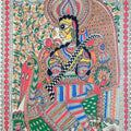Religious madhubani traditional art titled 'Ram Sita', 30x22 inches, by artist Mithilesh Jha on Paper