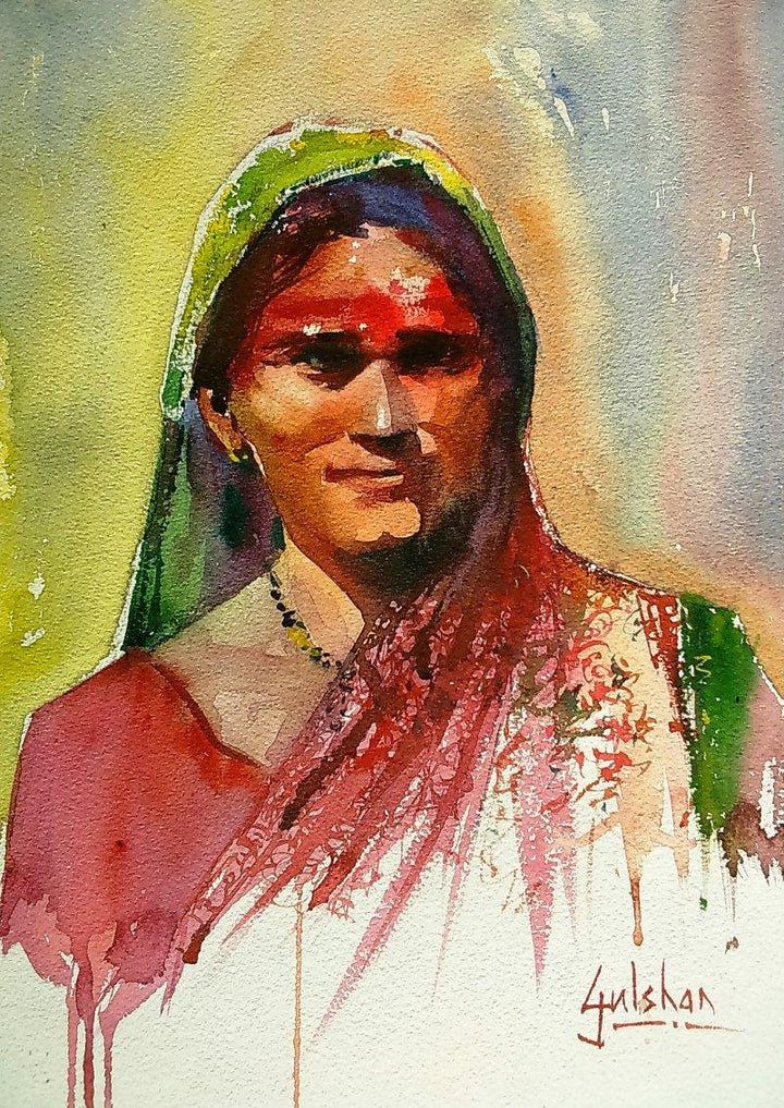 Rangu Watercolour Painting by Gulshan Achari | ArtZolo.com