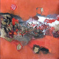 Abstract acrylic painting titled 'Red Abstract', 10x10 inches, by artist Deepak Guddadakeri on Canvas