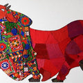 Animals mixed media painting titled 'Red Bull', 15x22 inches, by artist Sreekanth Kurva on Board