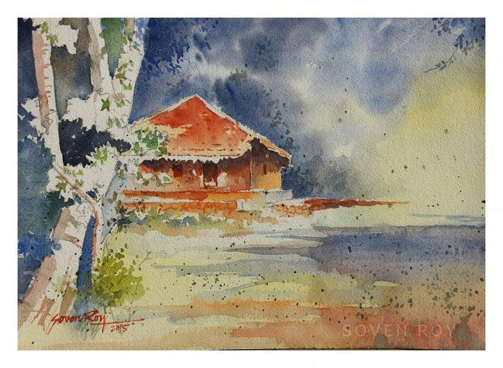 Red Konkan House 2 Painting by Soven Roy | ArtZolo.com