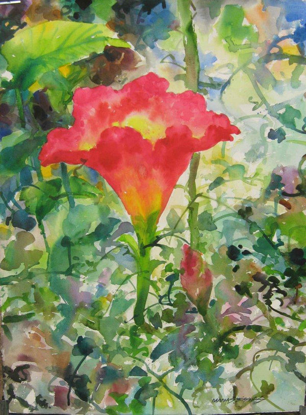 Red Lily In Nature Painting by Manas Biswas | ArtZolo.com