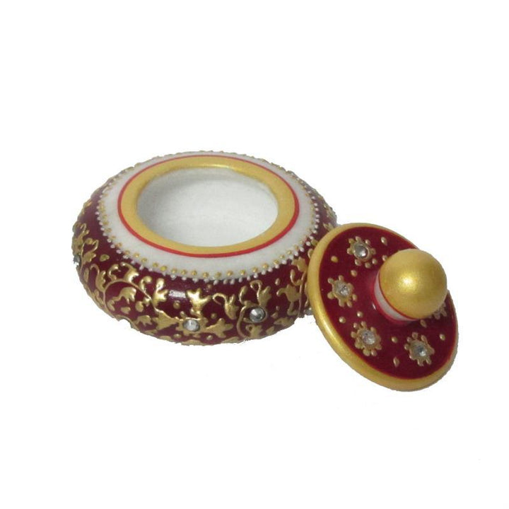 Red Round Sindoor Holder Handicraft by Ecraft India | ArtZolo.com