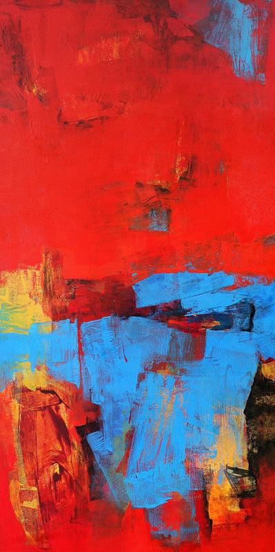 Red Vertical Abstract I Painting by Siddhesh Rane | ArtZolo.com