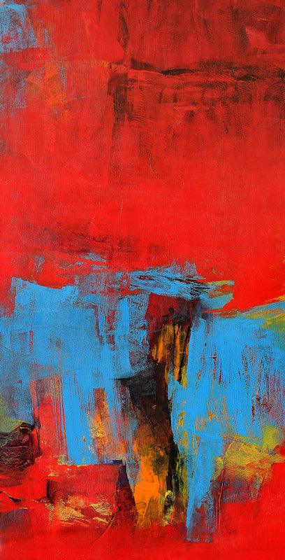 Red Vertical Abstract Ii Painting by Siddhesh Rane | ArtZolo.com