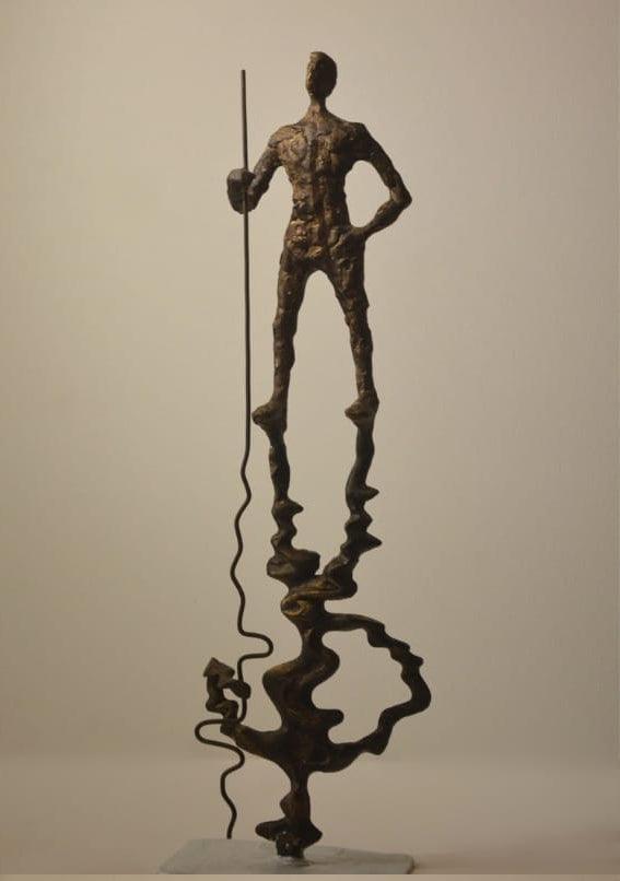 Figurative sculpture titled 'Reflection 2', 19x6x4 inches, by artist Rohan Pawar on Brass