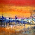 Abstract acrylic painting titled 'Reflection 2', 18x30 inches, by artist Dnyaneshwar Dhavale on Canvas