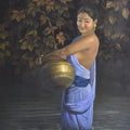 Figurative oil painting titled 'Reflection', 48x36 inches, by artist Kamal Rao on Canvas