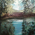 Landscape acrylic painting titled 'Reflection', 24x30 inches, by artist Sachin Gaikwad on Canvas