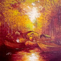 Landscape acrylic painting titled 'Reflection', 36x48 inches, by artist Ganesh Panda on Canvas