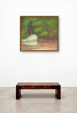 Reflection by artist Fareed Ahmed displayed in a Boutique Hotel Style Bedroom