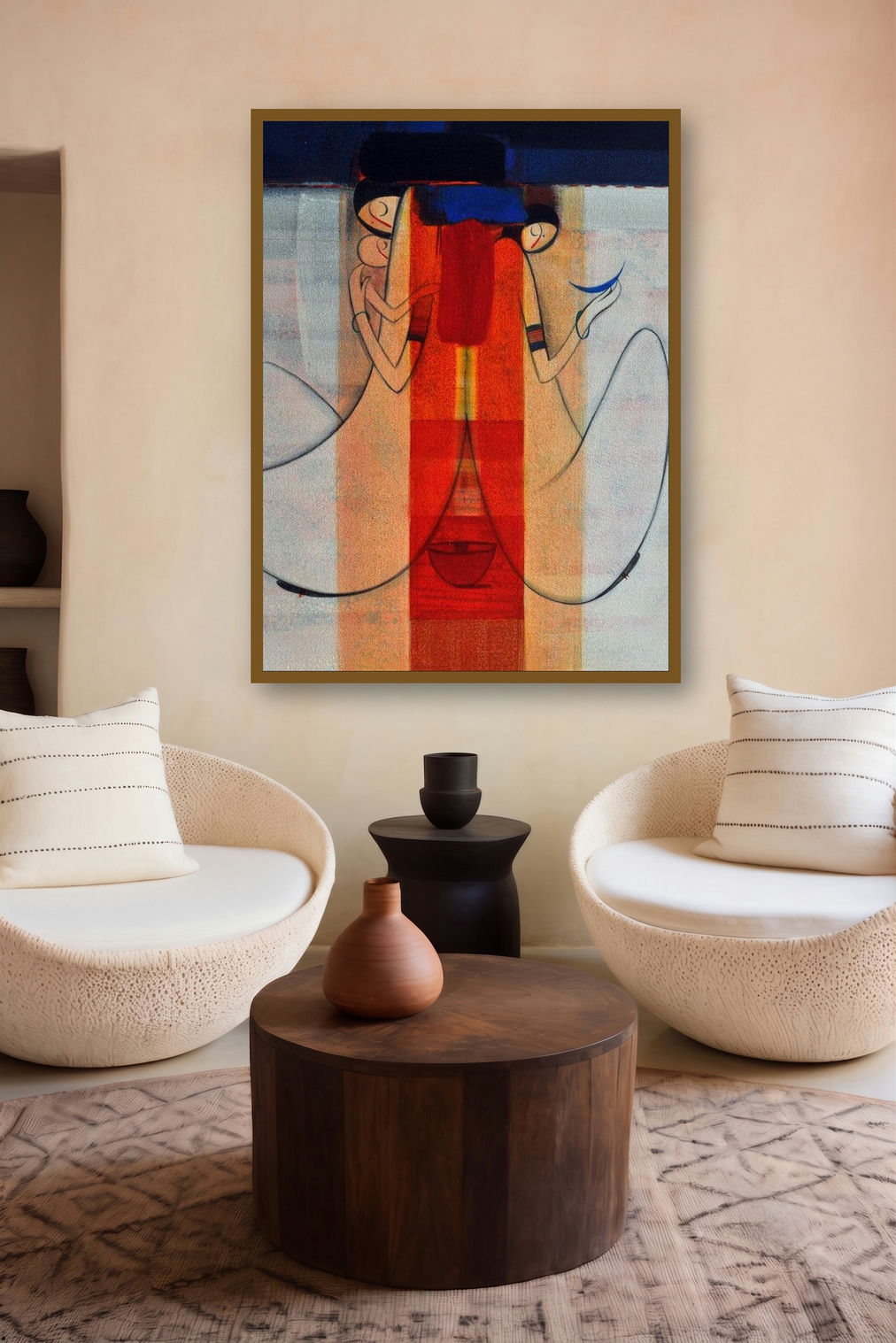 Reflection (Echoes of Harmony: A Moment Reflected) by artist Dattatraya Thombare displayed in a Contemporary Exhibition gallery