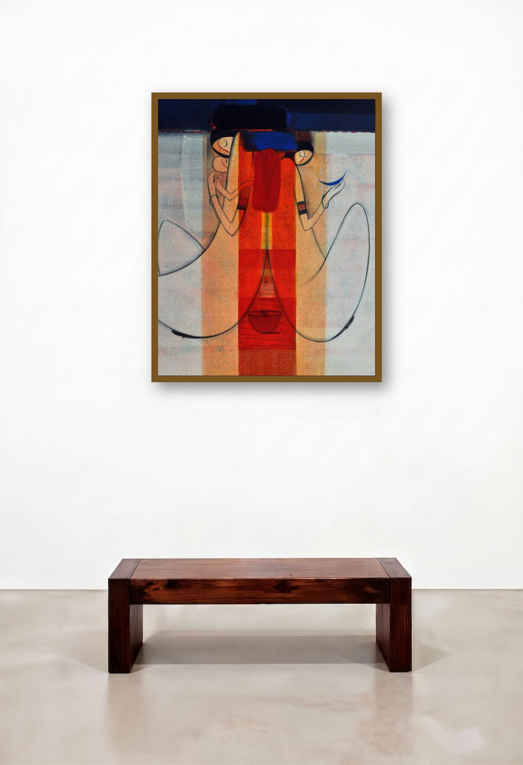 Reflection (Echoes of Harmony: A Moment Reflected) by artist Dattatraya Thombare displayed in a Art Deco Dining Room