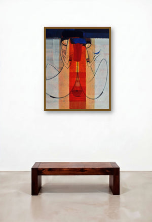 Reflection (Echoes of Harmony: A Moment Reflected) by artist Dattatraya Thombare displayed in a Art Deco Dining Room