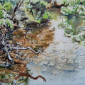 Landscape watercolor painting titled 'Reflections', 15x22 inches, by artist Lasya Upadhyaya on Paper