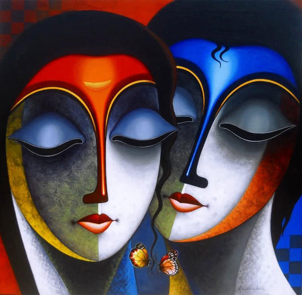 Relation 2 Painting by Santosh Chattopadhyay | ArtZolo.com