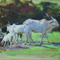 Animals oil painting titled 'Relation', 14x18 inches, by artist Swapnil Patil on Canvas
