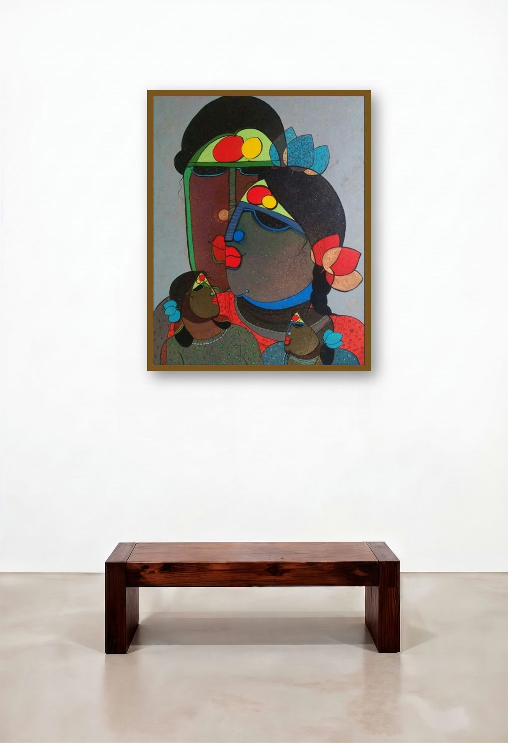 Relation by artist Priyanka Chivte displayed in a Mid-Century Modern Study