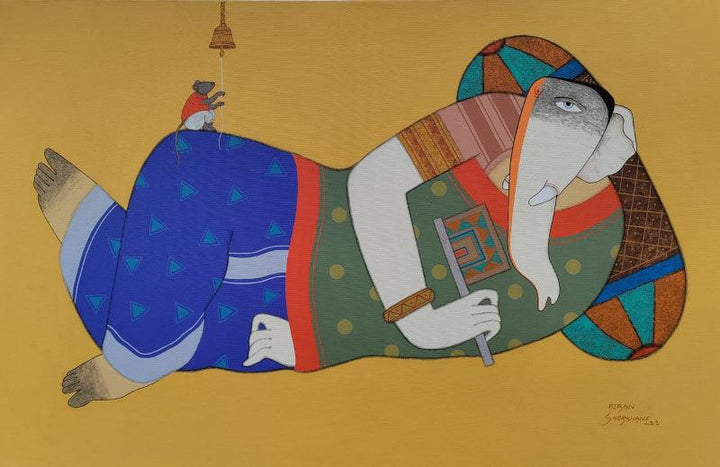Relax Mood In Ganesha Painting by Kiran Sherkhane | ArtZolo.com
