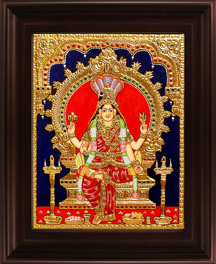 Renuka Devi Tanjore Painting Traditional Art by Myangadi | ArtZolo.com