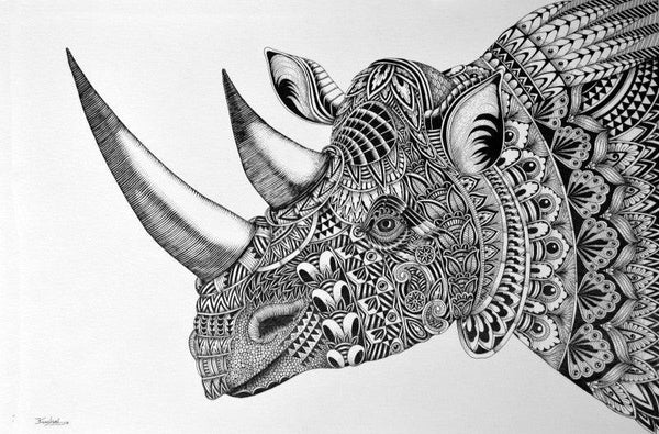 Rhinoceros Drawing by Kushal Kumar | ArtZolo.com