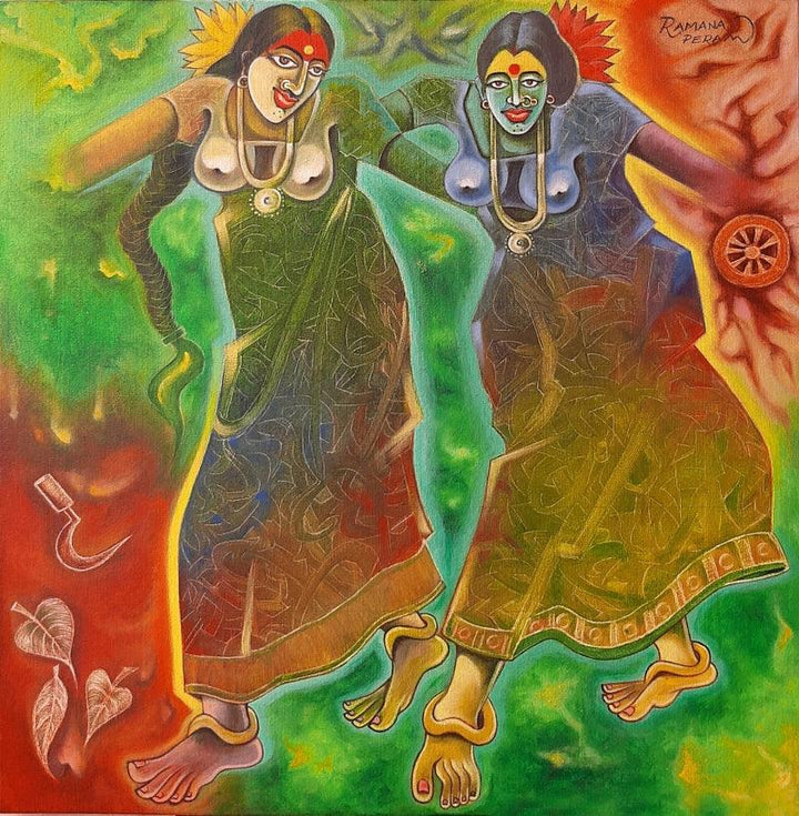 Rhythm Of Dhimsa Painting by Ramana Peram | ArtZolo.com