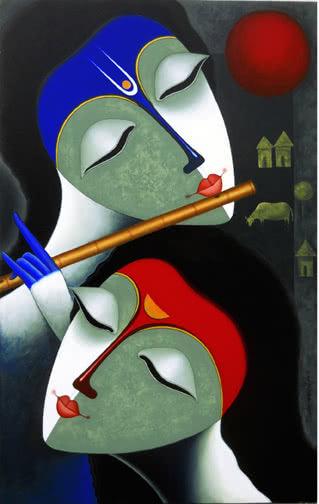 Rhythm Of Love V Painting by Santosh Chattopadhyay | ArtZolo.com