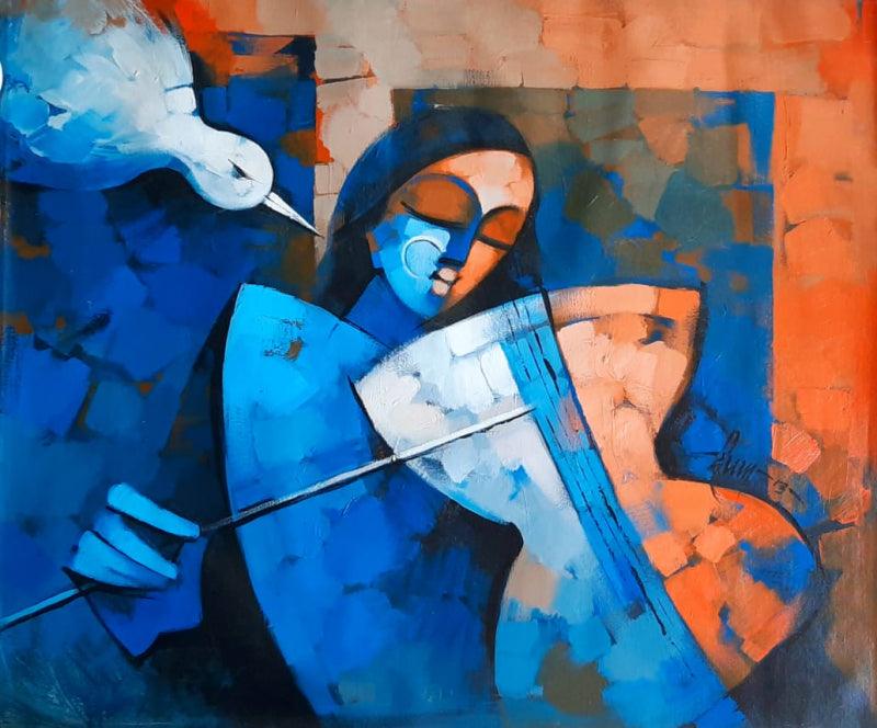 Figurative acrylic painting titled 'Rhythmic 1', 30x36 inches, by artist Deepa Vedpathak on Canvas