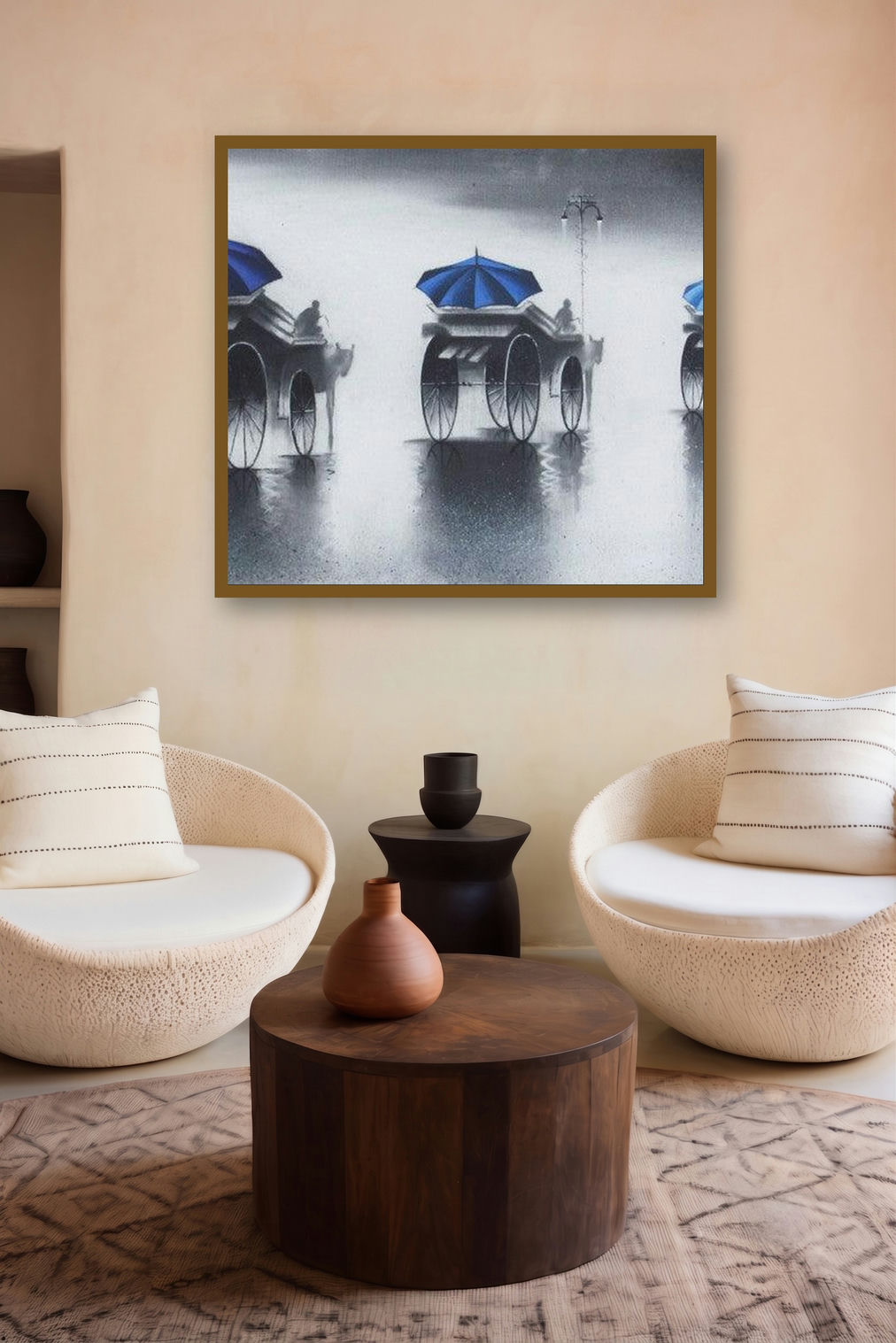 Rhythmic Monsoon Ride (Rhythm of the Road) by artist Somnath Bothe displayed in a Curated gallery
