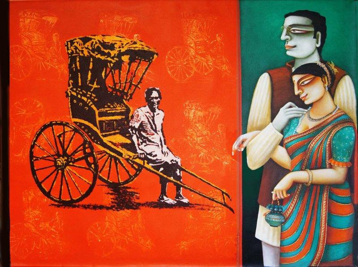 Rickshaw Painting by Gautam Mukherjee | ArtZolo.com