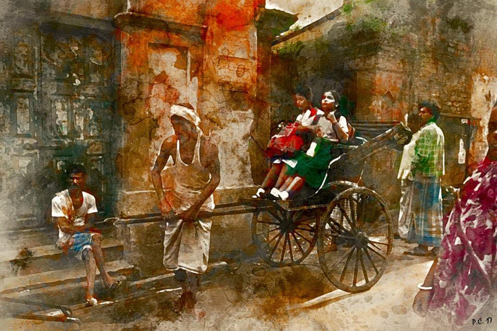Rickshaw Puller 1 Digital Art by Pushkar Chatterjee | ArtZolo.com