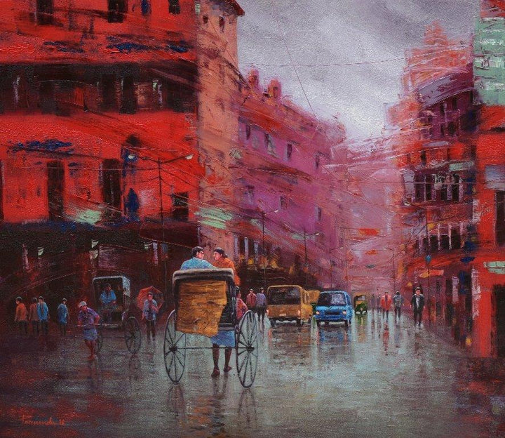 Rickshaw Puller In Kolkata 4 Painting by Purnendu Mandal | ArtZolo.com