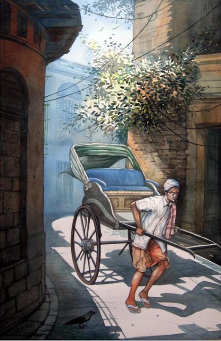 Rickshawwala 2 Painting by Rd Roy | ArtZolo.com