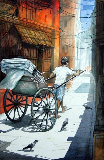 Rickshawwala 3 Painting by Rd Roy | ArtZolo.com